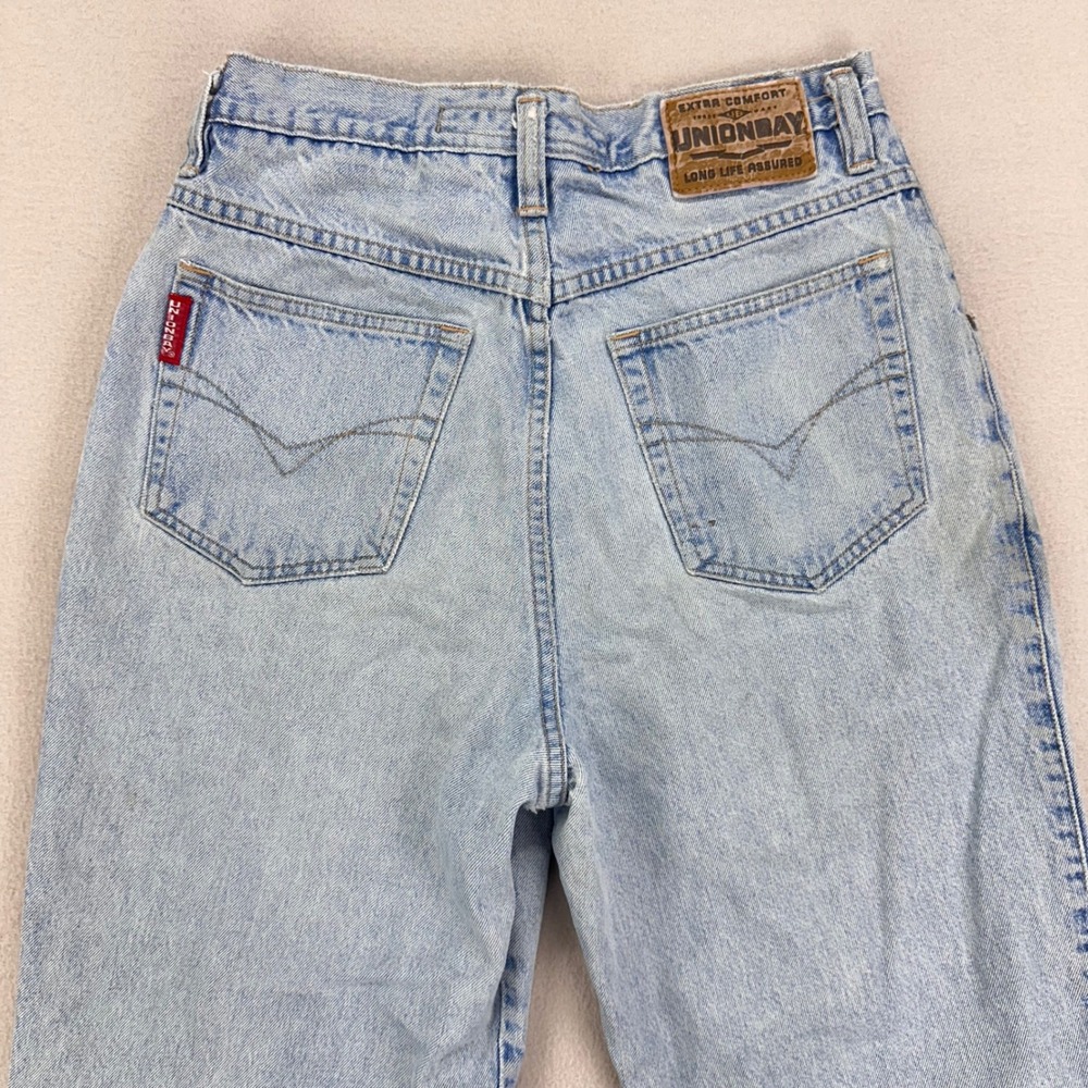 Vintage Unionbay Jeans Womens 11/12 Light Wash High Rise Pleated Loose Distresse